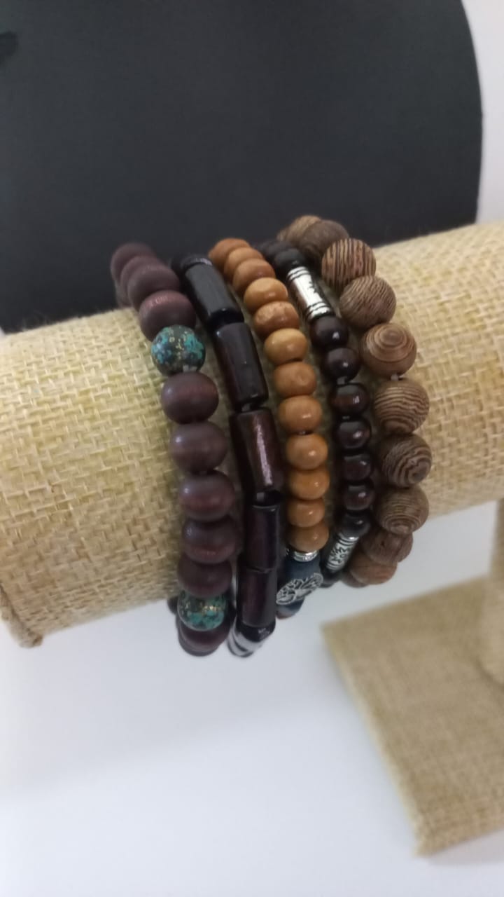 Pulseras Boho de cuentas de Madera - A (Grupo de 5 Unidades)