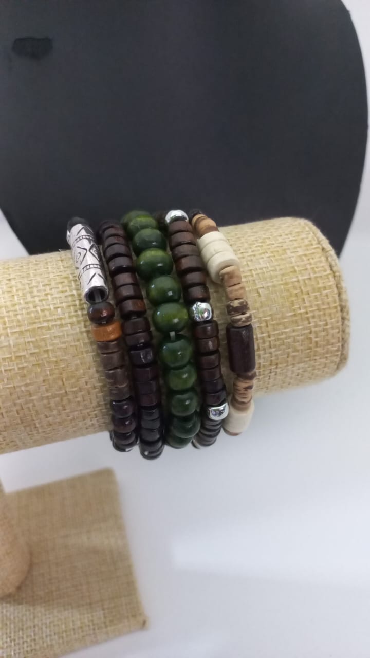 Pulseras Boho de cuentas de Madera - B (Grupo de 5 Unidades)