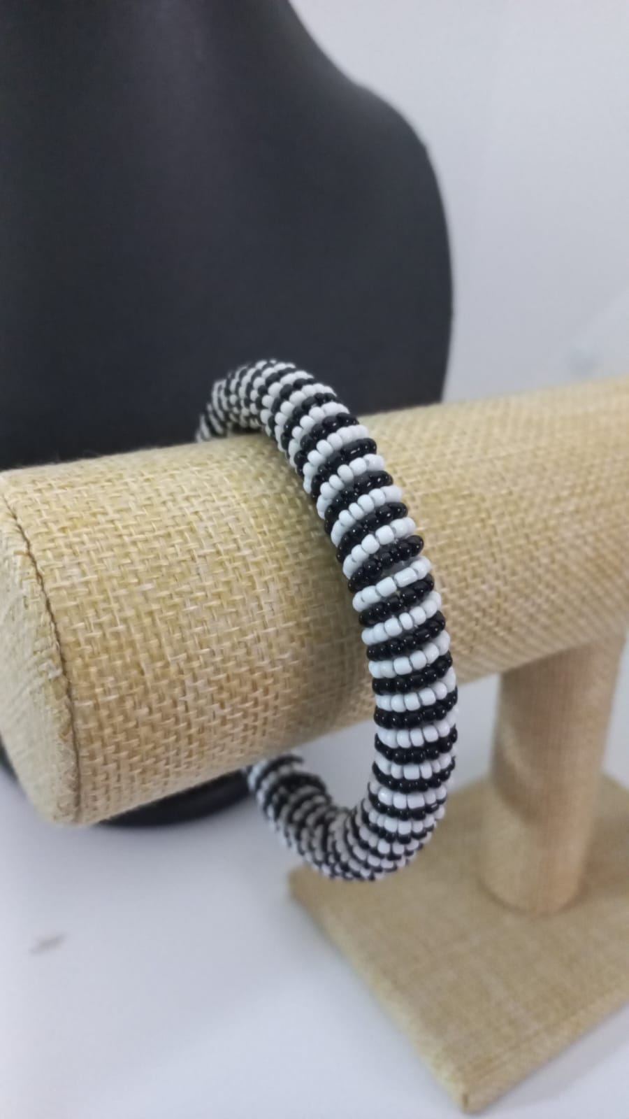 Pulsera Maasai - Blanco/Negro