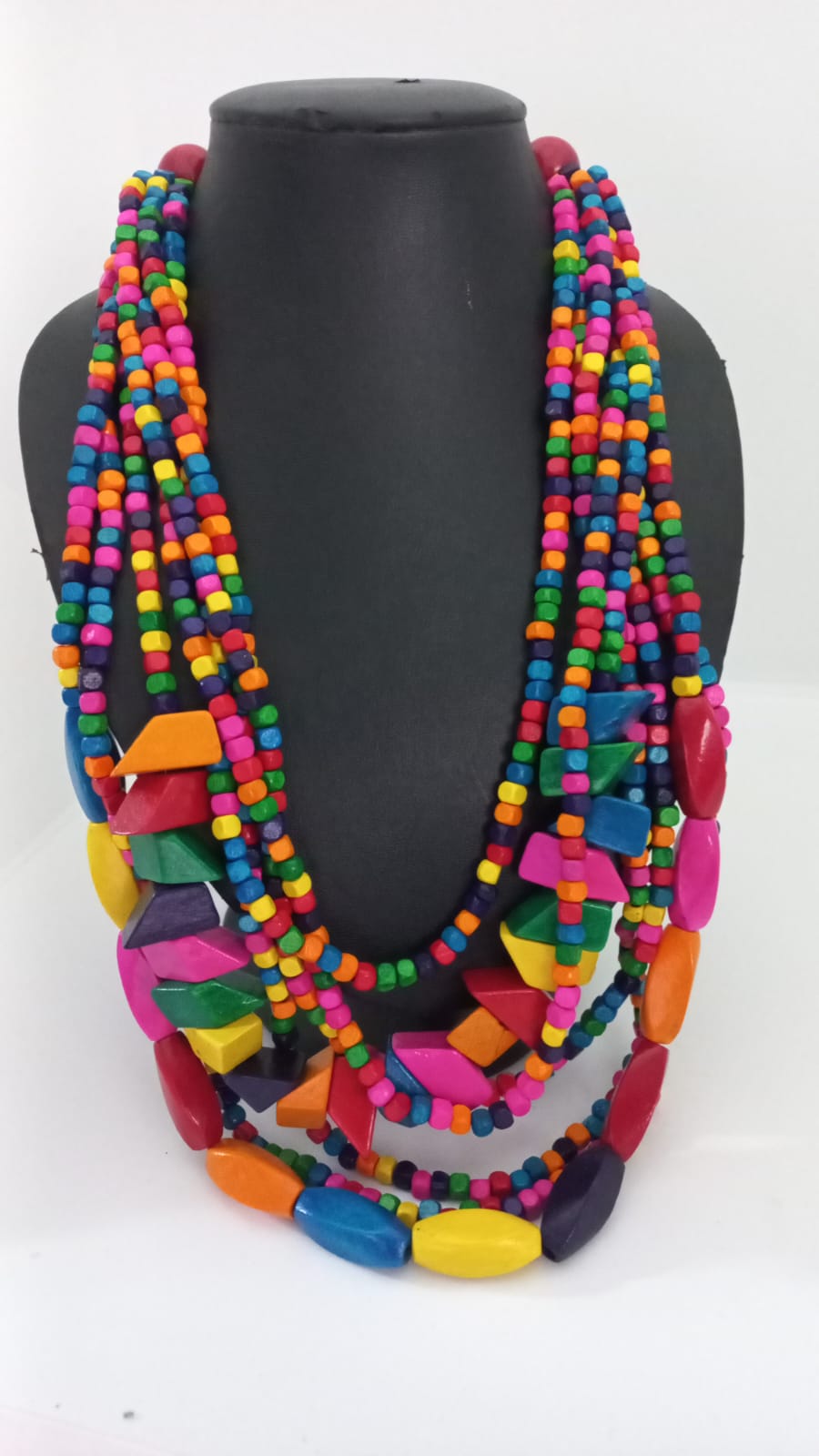Collar Boho - Cuentas Grandes de Madera de colores