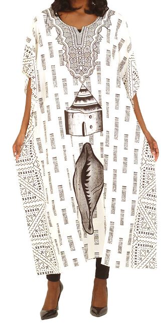 Kaftán Estampado - Blanco y Negro