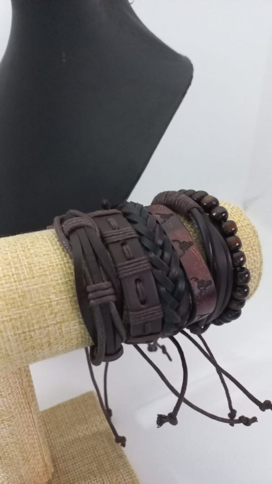 Pulsera de Cuero Sintético Estilo Vintage