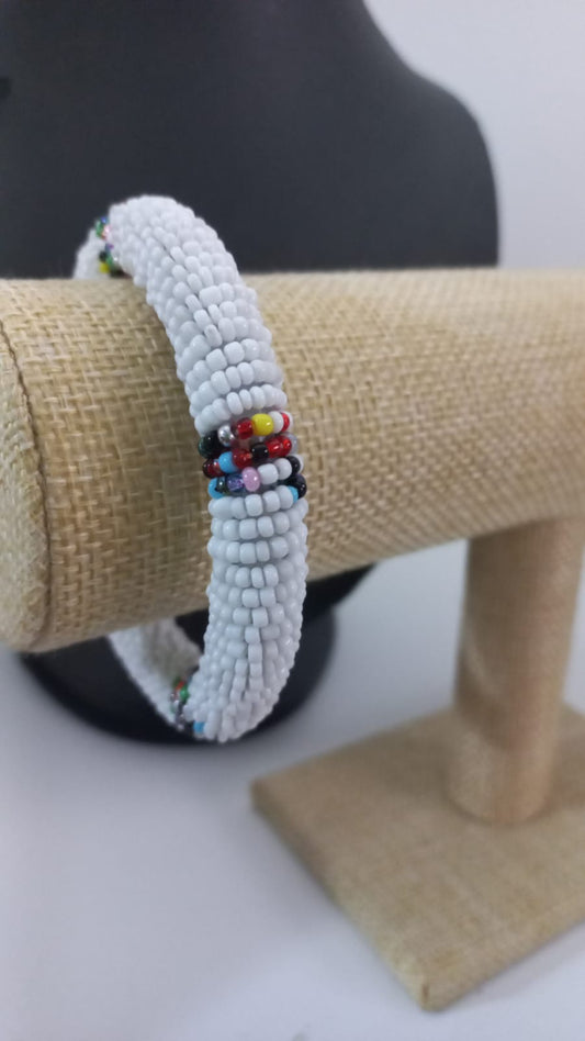 Pulsera Maasai - Blanco