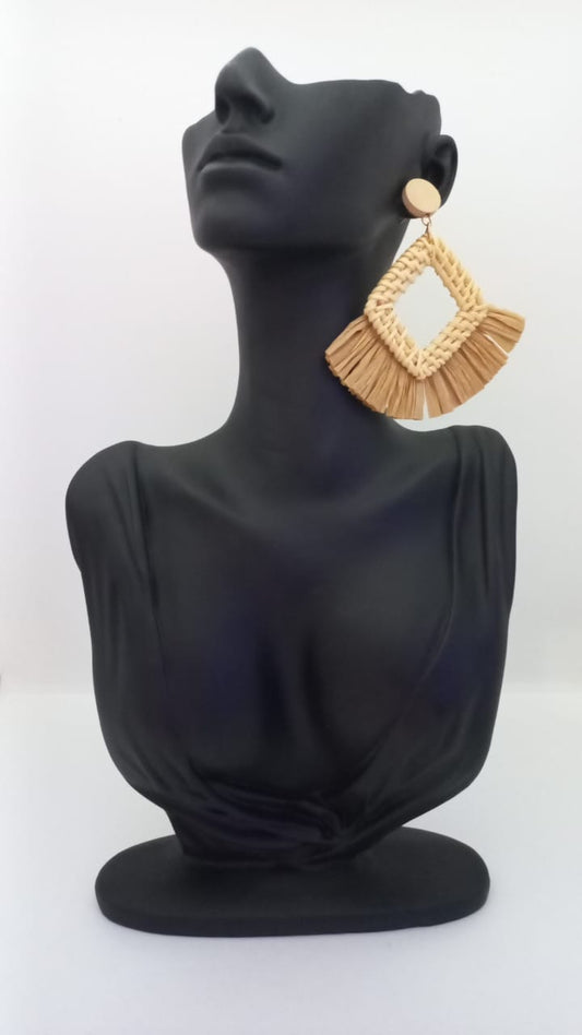 Aretes Rattan - Rombo White